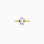 Yellow Gold Pear-Cut Zirconia Solitaire Ring