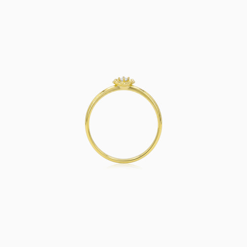 Yellow Gold Floral Zircon Ring