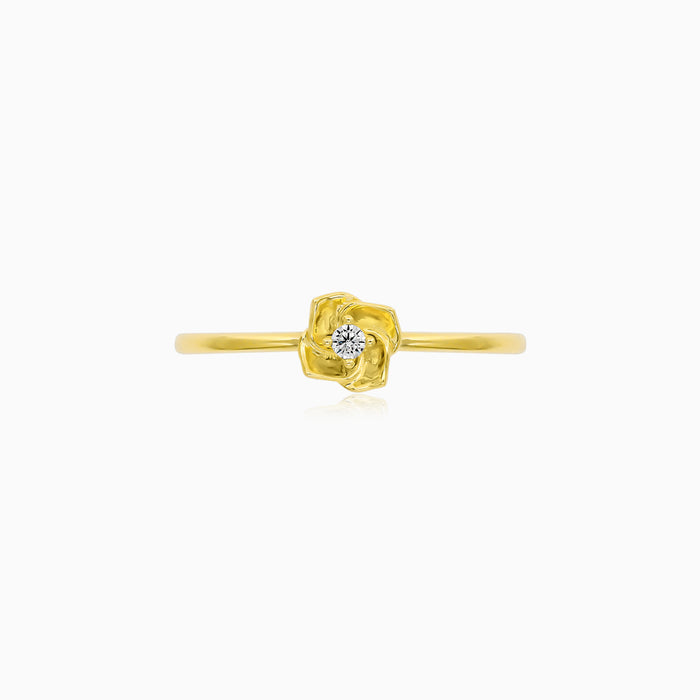 Yellow Gold Floral Zircon Ring