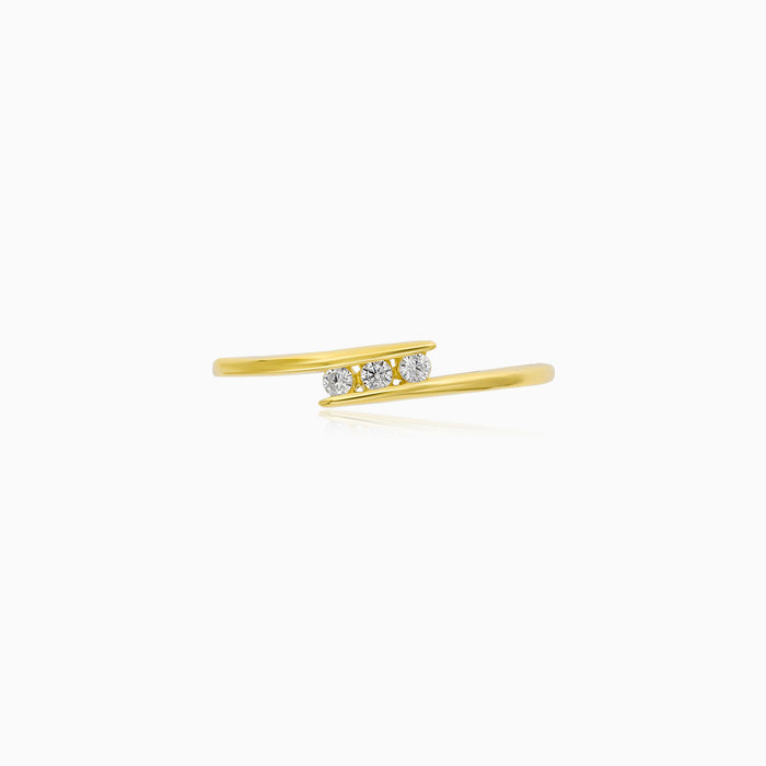 Yellow Gold Three-Stone Bypass Ring