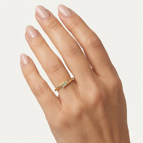 Yellow Gold Three-Stone Bypass Ring