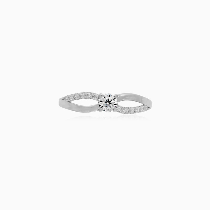White Gold Twisted Pavé Ring