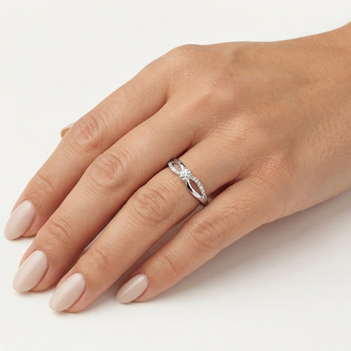 White Gold Twisted Pavé Ring