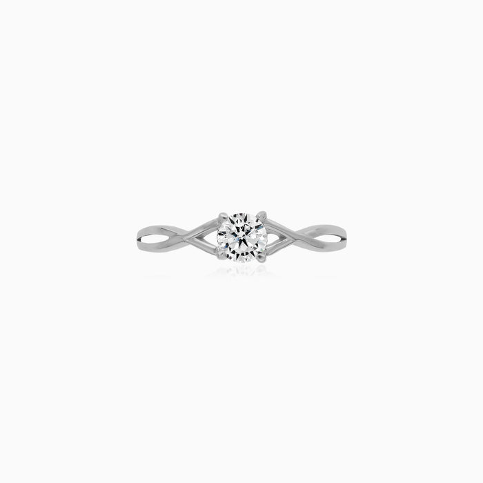 White Gold Twisted Cubic Zirconia Ring