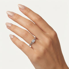 White Gold Twisted Cubic Zirconia Ring
