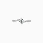 White Gold Curved Zirconia Ring