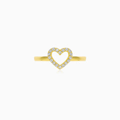 Yellow Gold Pavé Heart Ring
