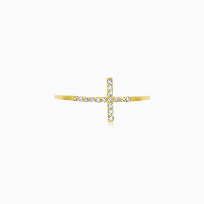 Yellow Gold Pavé Cross Ring