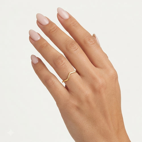 Yellow Gold Geometric Chevron Ring