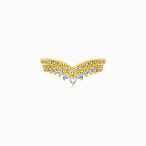 Prsten ze žlutého zlata Double Chevron