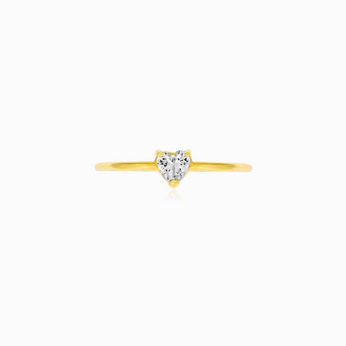 Yellow Gold Heart-Cut Zirconia Ring