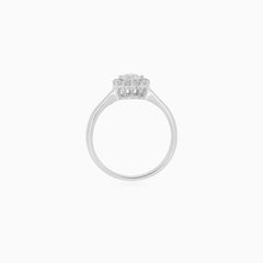 White Gold Cubic Zirconia Halo Ring