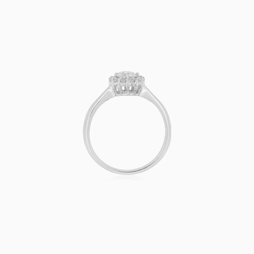 White Gold Cubic Zirconia Halo Ring