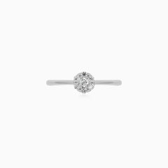 White Gold Cubic Zirconia Cluster Ring