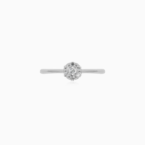 White Gold Cubic Zirconia Cluster Ring