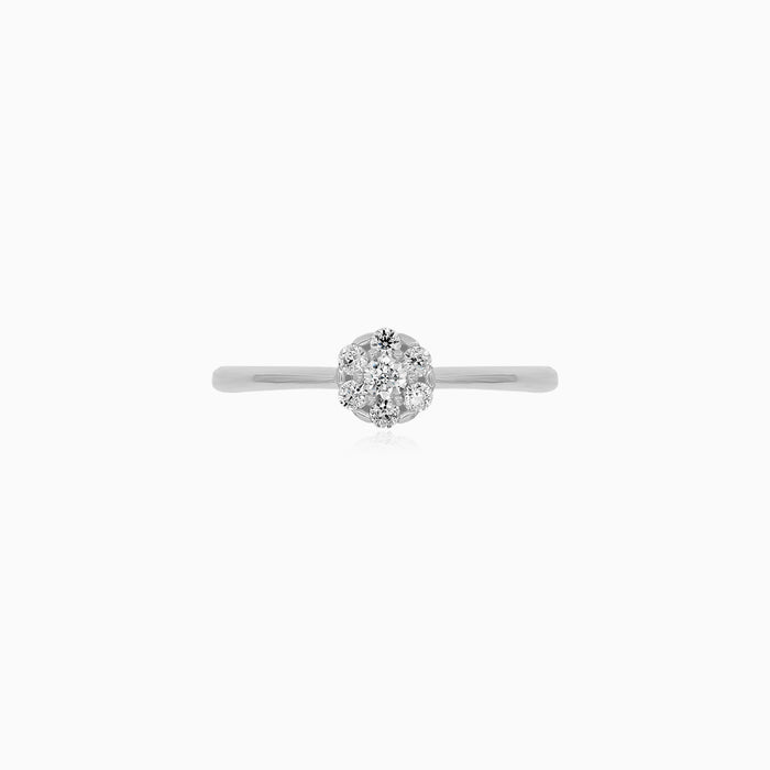 White Gold Cubic Zirconia Cluster Ring
