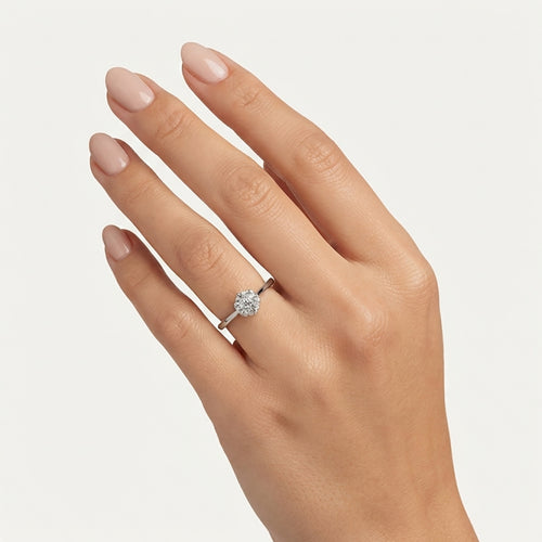 White Gold Cubic Zirconia Cluster Ring