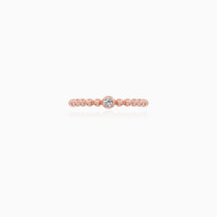 Rose Gold Beaded Zirconia Ring