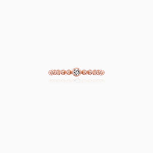 Rose Gold Beaded Zirconia Ring