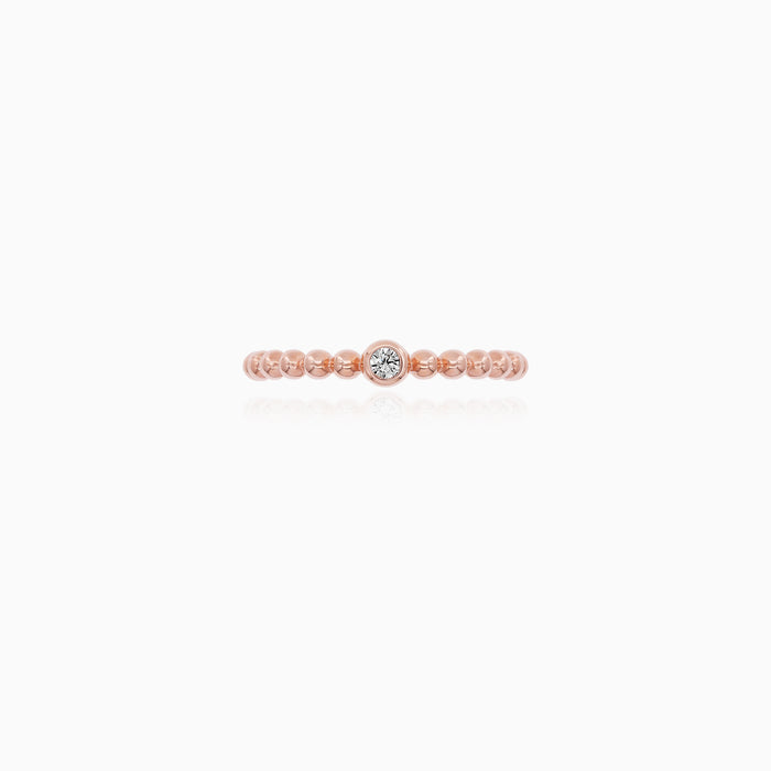 Rose Gold Beaded Zirconia Ring