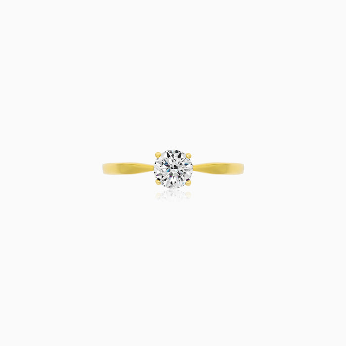 Yellow Gold Cubic Zirconia Solitaire Ring