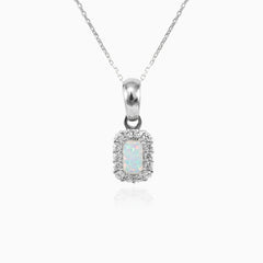 Pendentif royal en or blanc avec opale et oxydes de zirconium