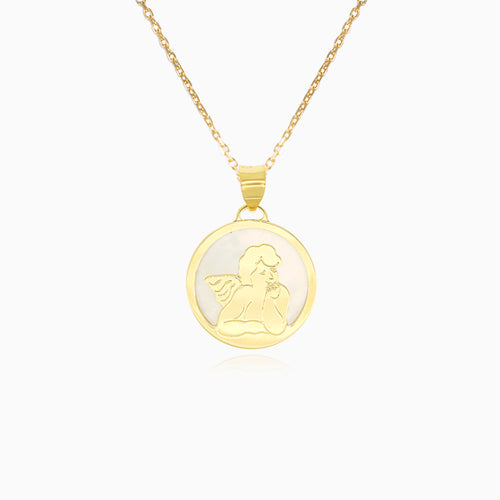 Yellow gold angel pendant