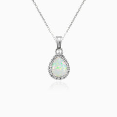 Pendentif en opale blanche avec zircon cubique royal