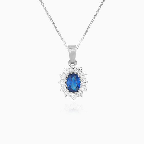 Royal sapphire and zirconia women pendant