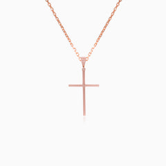 Minimalistický přívěsek s křížkem z růžového zlata