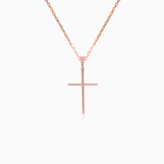 Minimalistický přívěsek s křížkem z růžového zlata