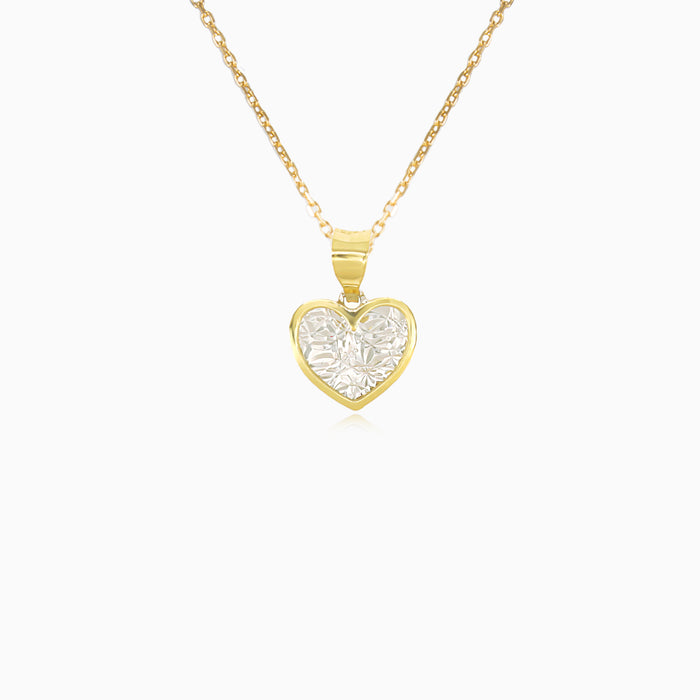 Pendentif en forme de cœur en or jaune et blanc