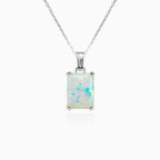 White opal solitaire pendant for women