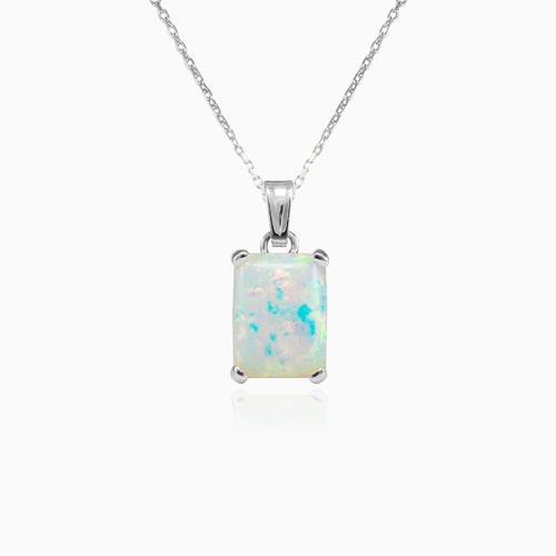 White opal solitaire pendant for women