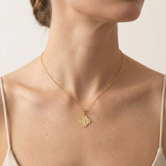 Textured Clover Gold Pendant in Yellow Gold