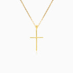 Minimalistický náhrdelník s přívěskem křížku ze žlutého zlata