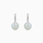 White opal drop earrings with zirconia