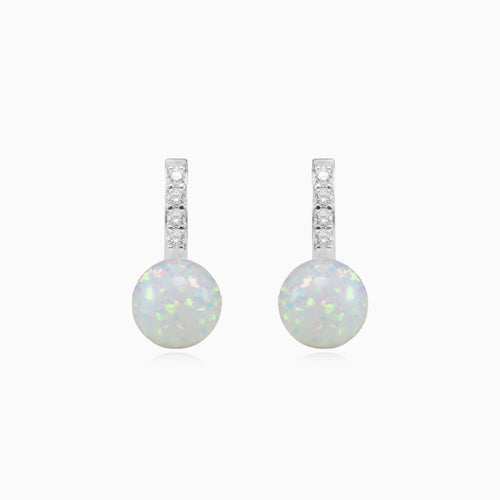 White opal drop earrings with zirconia