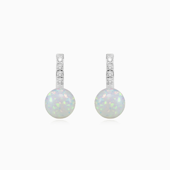 White opal drop earrings with zirconia