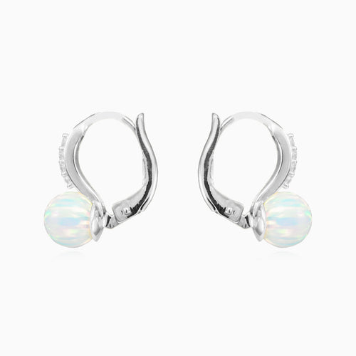 White opal drop earrings with zirconia
