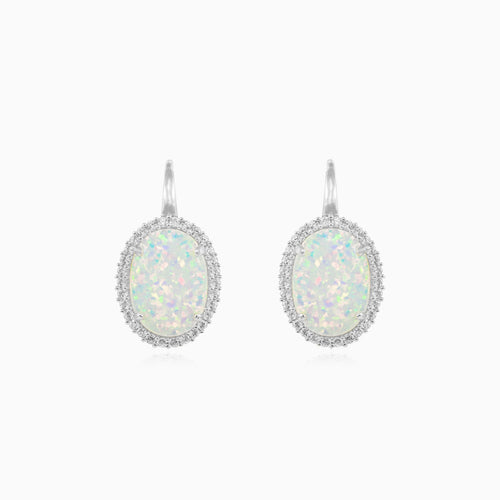White opal drop earrings with royal sparkle