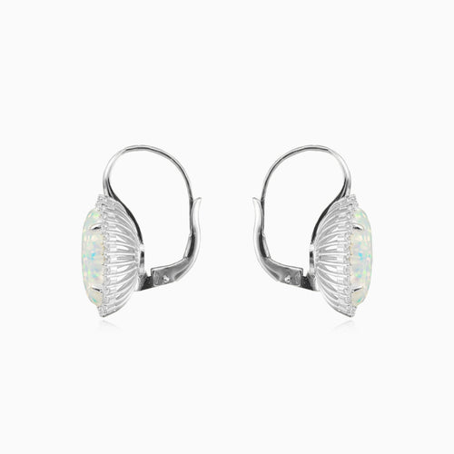 White opal drop earrings with royal sparkle