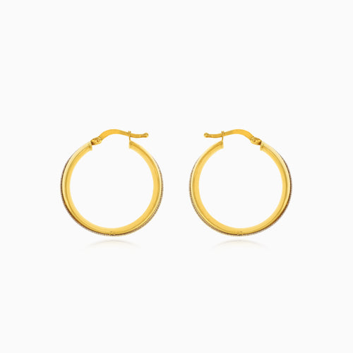 Two tone gold hoop earrings for women