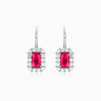 Ruby drop earrings in white gold