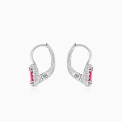 Ruby drop earrings in white gold
