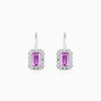 Amethyst drop earrings in white gold