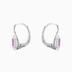 Amethyst drop earrings in white gold