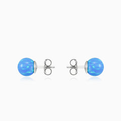 Blue opal stud earrings in gold