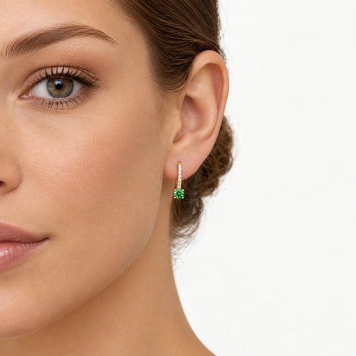 Yellow Gold Emerald Drop Earrings