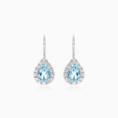 Royal topaz and cubic zirconia women drop earrings